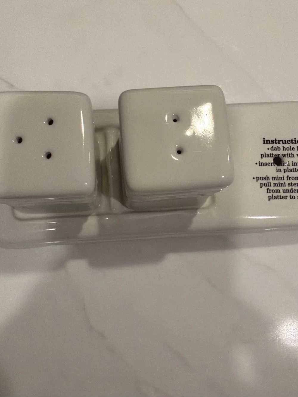 Nora Fleming Ceramic Salt and Pepper Shakers Set with Tray New in Box